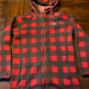 L.L. Bean Kids Red and Black Checkered Hoodie